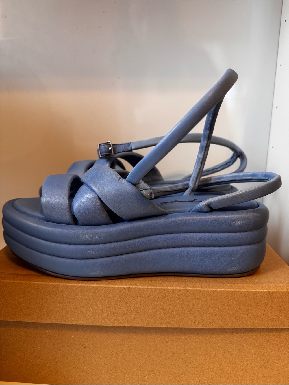 Free People Harper Platform Sandals in Carnival Cobalt Blue Size 9, 39.5 - Picture 5 of 11